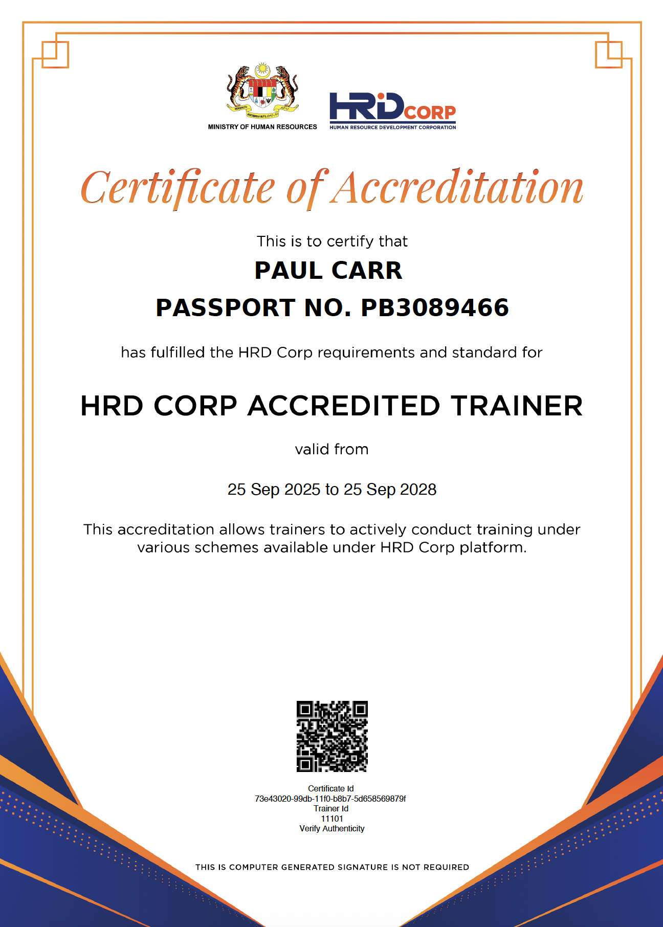 Certificate of Accreditation 